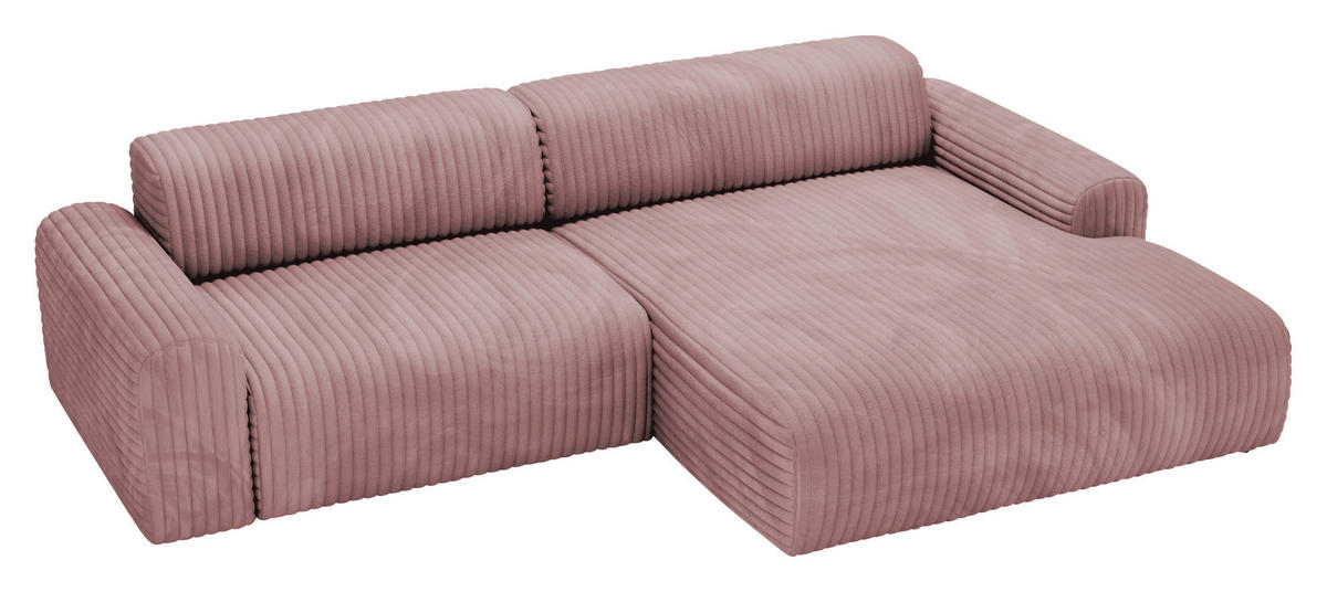ECKSOFA in Cord Altrosa  - Schwarz/Altrosa, Design, Kunststoff/Textil (292/178cm) - Livetastic