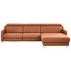 ECKSOFA in Echtleder Cognac  - Chromfarben/Cognac, Design, Leder/Metall (291/176cm) - Valdera
