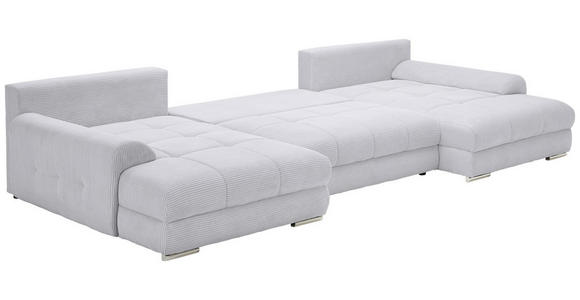 WOHNLANDSCHAFT  in Cord Hellgrau  - Chromfarben/Hellgrau, KONVENTIONELL, Kunststoff/Textil (180/376/180cm) - Carryhome