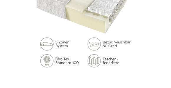 TASCHENFEDERKERNMATRATZE 140/200 cm  - Weiß, Basics, Textil (140/200cm) - Sleeptex