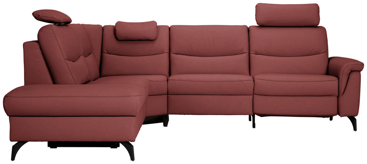 ECKSOFA in Echtleder Rot  249/280 cm  - Anthrazit/Rot, Design, Leder/Metall (249/280cm) - Himolla Komfortklass