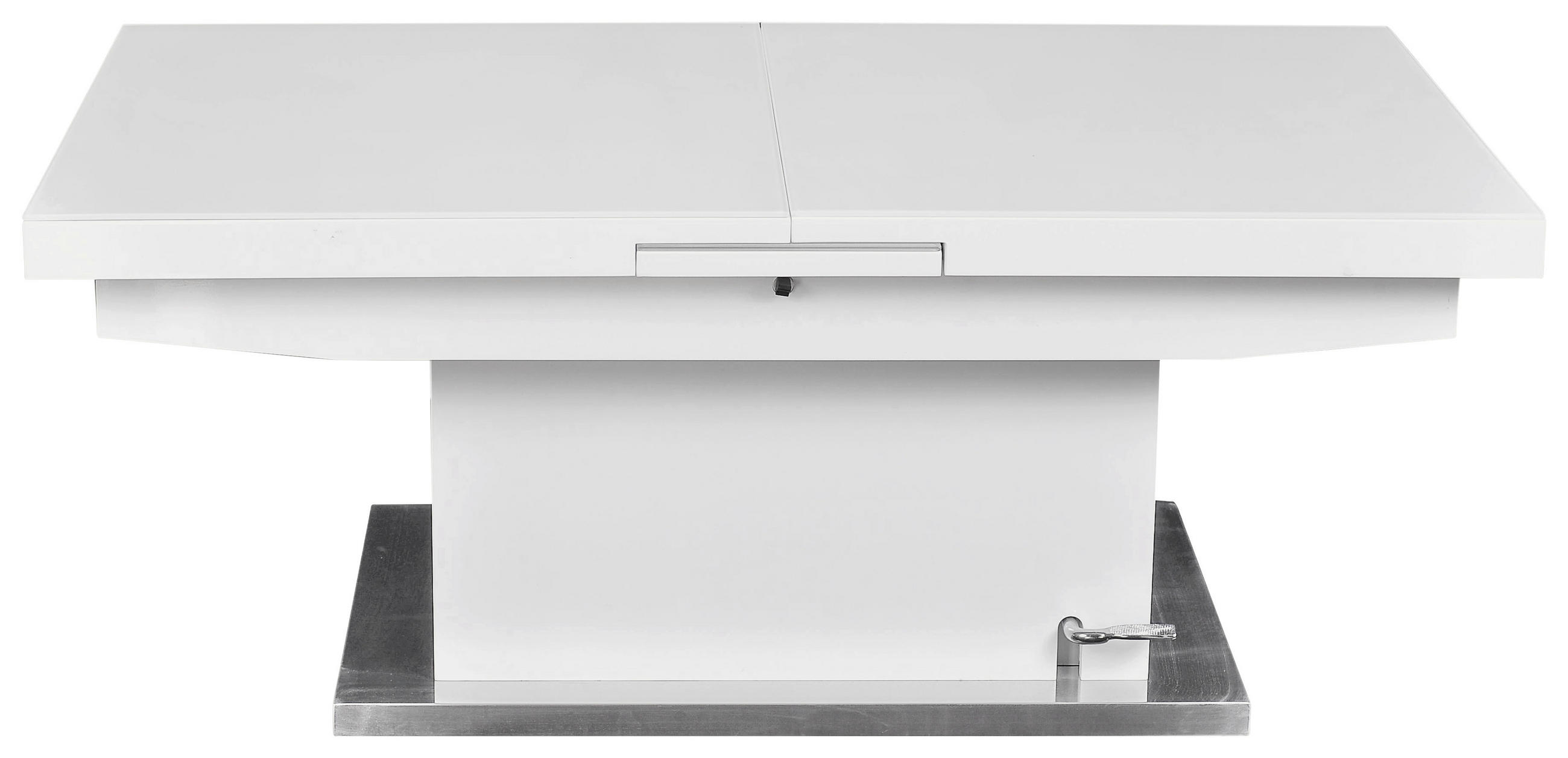 COUCHTISCH Sicherheitsglas 125-150/70/50-78 cm rechteckig Weiß  - Weiß, LIFESTYLE, Glas/Holzwerkstoff (125-150/70/50-78cm) - Carryhome