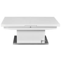 KLUBSKA MIZA, bela  - bela, Trendi, kovina/steklo (125-150/70/50-78cm) - Carryhome