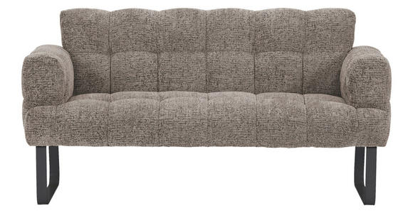 SITZBANK in Textil Graubraun  - Graubraun/Schwarz, Design, Textil/Metall (200/91/78cm) - Novel