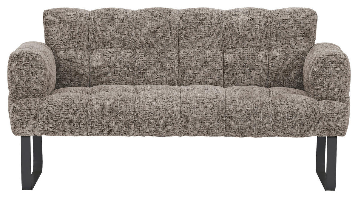 SITZBANK in Textil Graubraun  - Graubraun/Schwarz, Design, Textil/Metall (200/91/78cm) - Novel