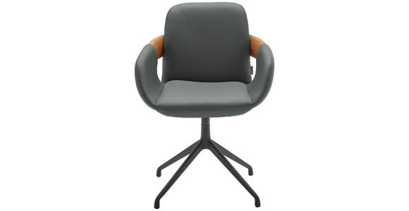 ARMLEHNSTUHL  Lederauswahl, Stoffauswahl, Typenauswahl, Sitzfläche 360° drehbar  Echtleder  - Eichefarben/Cognac, Natur, Leder/Holz (60/86/60cm) - Valnatura