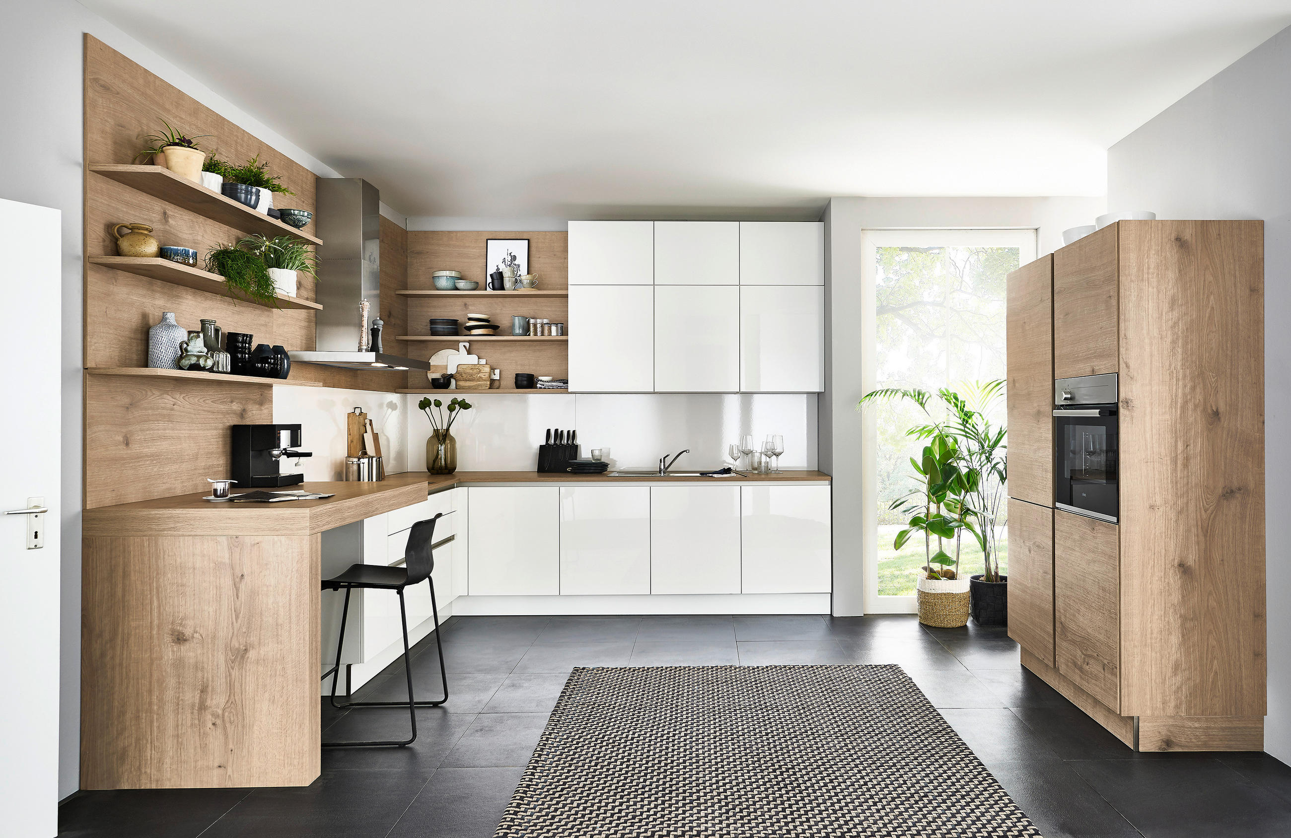 EINBAUKÜCHE LUX  - Eichefarben/Weiß, Design, Holzwerkstoff - Nolte Küchen
