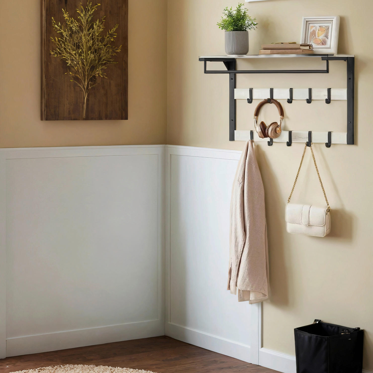 WANDGARDEROBE - Schwarz/Weiß, MODERN, Holzwerkstoff (65/42/30cm) - MID.YOU