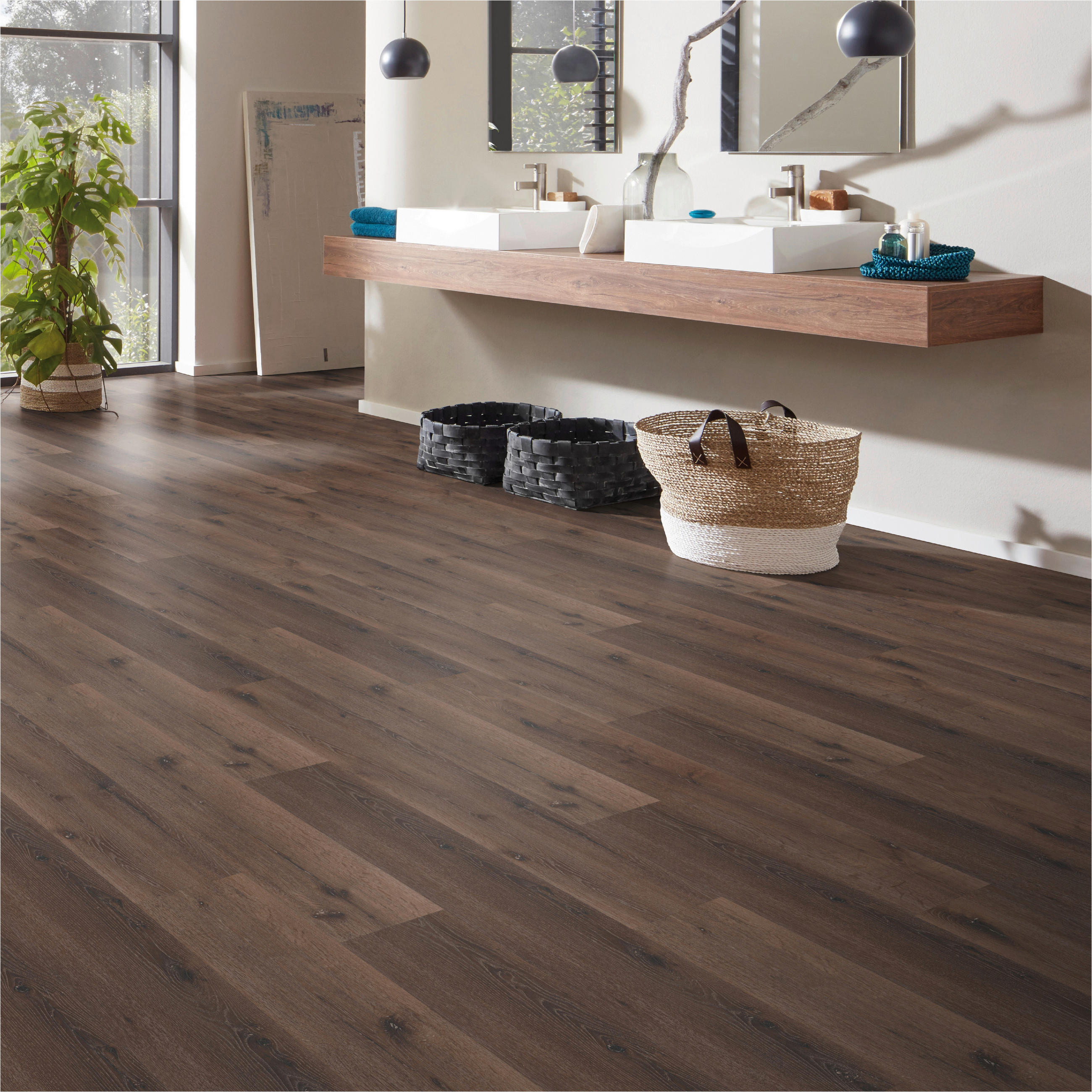 DESIGNBODEN Structure  per  m² - Eiche dunkel/Eichefarben, Basics, Kunststoff (122/22.8/0.38cm)