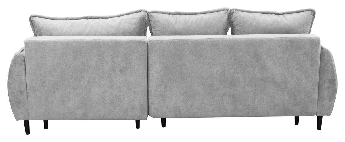 ECKSOFA MURANO Hellgrau Chenille Zierkissen, Rückenkissen, Bettkasten  - Hellgrau/Schwarz, Design, Holz/Textil (242/167cm) - MID.YOU