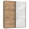 SCHWEBETÜRENSCHRANK in Weiss, Eichefarben  - Chromfarben/Weiss, Modern, Glas/Holzwerkstoff (200/236/65cm) - MID.YOU