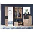 GARDEROBE 6-teilig in 282/202/38 cm - Schwarz/Eiche Artisan, Design, Holzwerkstoff/Textil (282/202/38cm) - Voleo