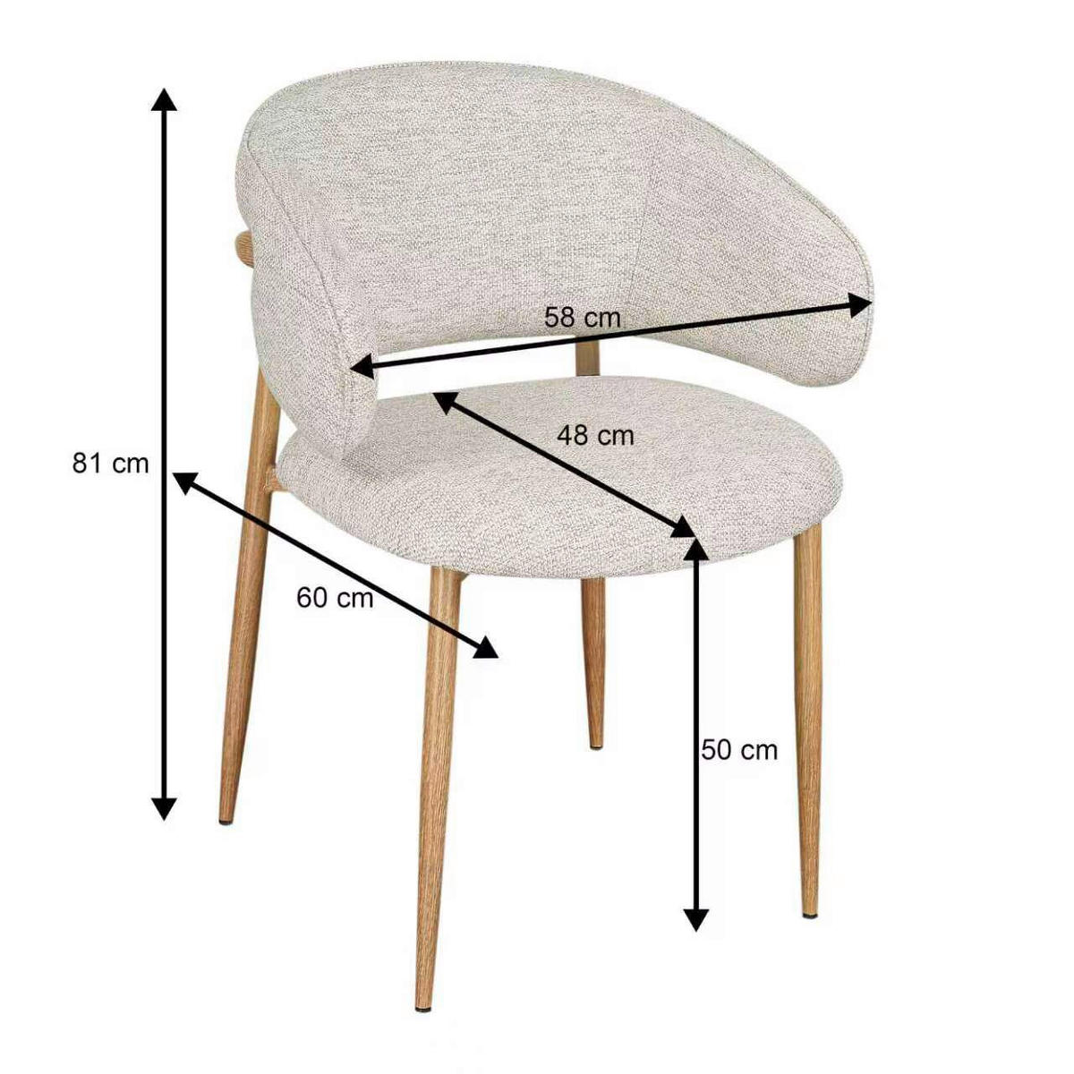 ARMLEHNSTUHL  Stoffauswahl Webstoff  Braun, Walnussfarben  - Walnussfarben/Braun, Design, Textil/Metall (58/81/60cm) - Novel