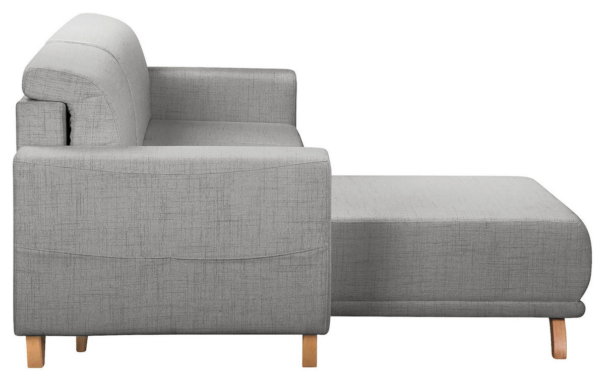 ECKSOFA Bella Grau Textilgeflecht  - Wengefarben/Grau, Design, Holz/Textil (257/174cm) - Livetastic