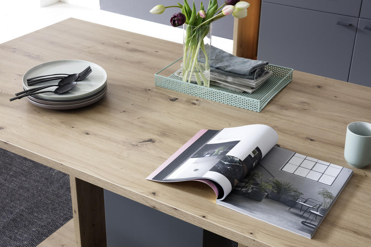 ESSTISCH in Holzwerkstoff 160/77/90 cm   - Eichefarben/Grau, Design, Holzwerkstoff (160/77/90cm) - MID.YOU