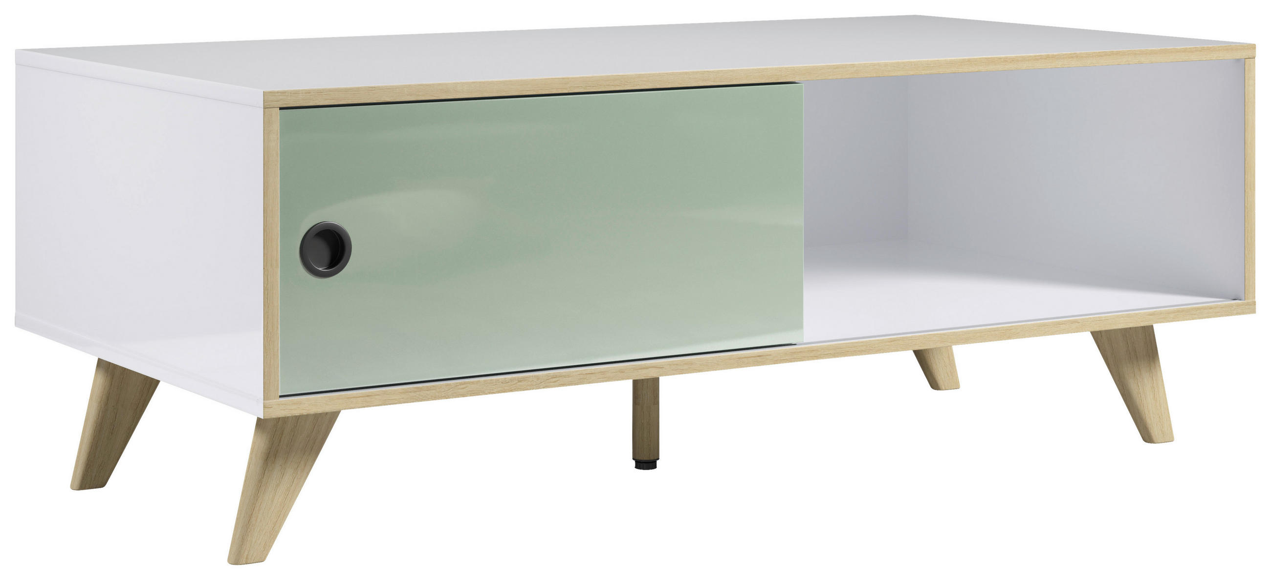 COUCHTISCH rechteckig Grün, Eichefarben, Weiß Hochglanz 115/60/46 cm  - Eichefarben/Weiß Hochglanz, MODERN, Kunststoff (115/60/46cm) - Boxxx