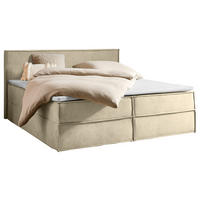 BOXBETT 180/200 cm,  in Beige, Bettkasten, Topper, H3 + H3 = fest  - Beige/Schwarz, Design, Kunststoff/Textil (180/200cm) - Chameo