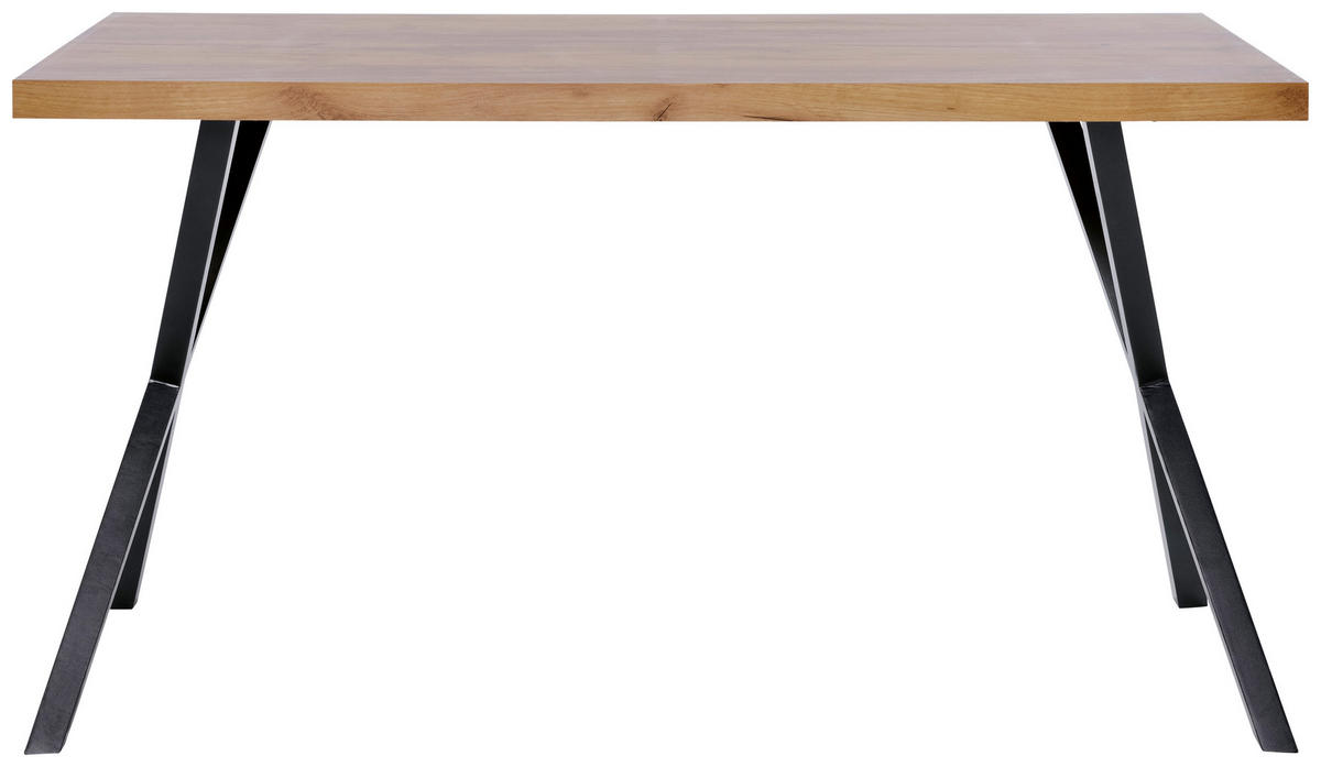SCHREIBTISCH 140/60/74 cm  in Eichefarben  - Eichefarben/Schwarz, MODERN, Holzwerkstoff/Metall (140/60/74cm)