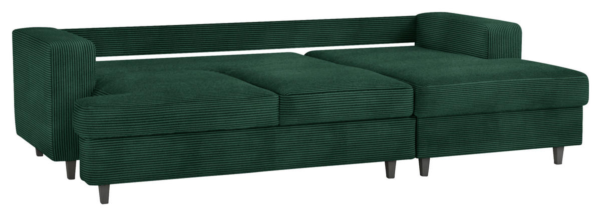 ECKSOFA in Cord, Velours Grün  - Schwarz/Grün, Design, Holz/Textil (247/140cm) - MID.YOU