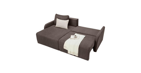ECKSOFA Braun Cord Rückenkissen, Bettkasten, Schlaffunktion, Rücken echt, Liegefläche im Originalstoff  - Schwarz/Braun, KONVENTIONELL, Kunststoff/Textil (217/146cm) - Carryhome