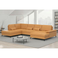 SEDACÍ SOUPRAVA, kůže, curry žlutá - černá/curry žlutá, Basics, kov/textil (223/363/176cm) - Sit & More