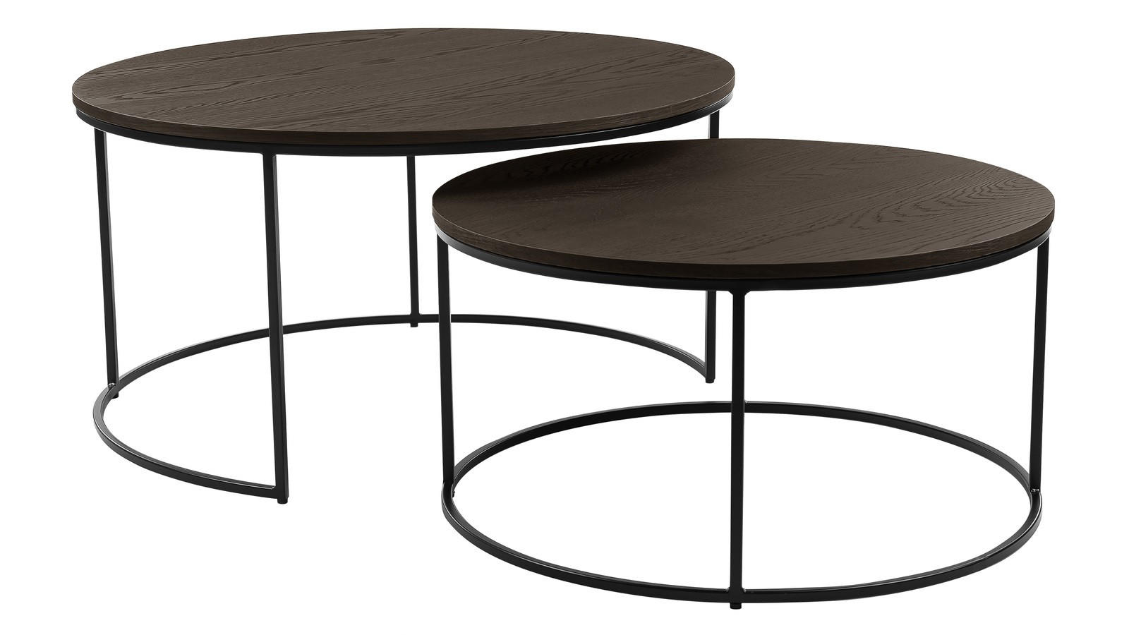 SOFFBORD SET i trä, metall 85/70/85/70/45/36,5 cm  - brun/svart, Design, metall/trä (85/70/85/70/45/36,5cm) - Niels Andersson