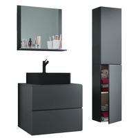 BADEZIMMER 4-teilig  in 94 cm  - Anthrazit/Schwarz, MODERN, Glas/Keramik (94cm) - MID.YOU