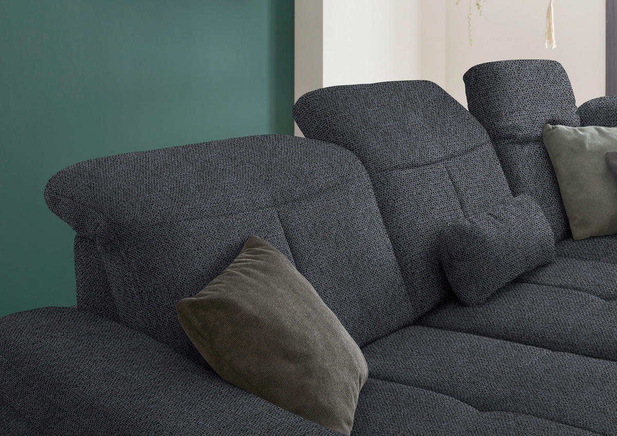 ECKSOFA in Flachgewebe Anthrazit  - Wildeiche/Anthrazit, Natur, Holz/Textil (301/243cm) - Voleo