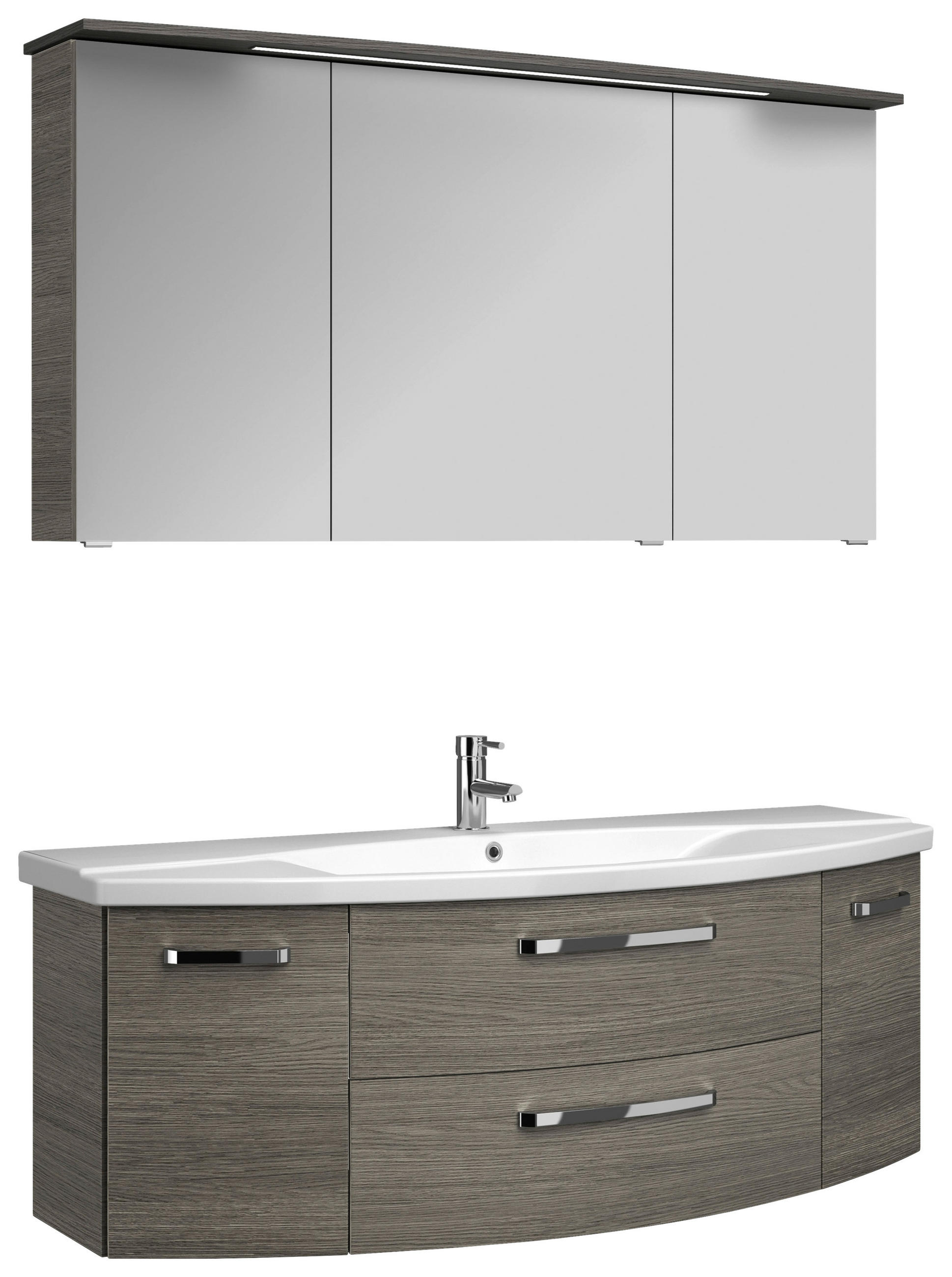 BADEZIMMER 3-teilig  in 144 cm  - Chromfarben/Graphitfarben, MODERN, Glas/Keramik (144cm) - Sadena
