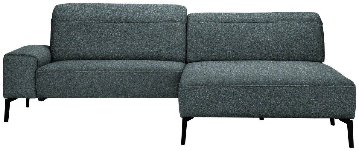 ECKSOFA in Mikrofaser Blaugrau  - Blaugrau/Schwarz, Design, Textil/Metall (273/203cm) - Johann Jakob