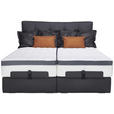 BOXSPRINGBETT 180/200 cm  in Anthrazit  - Anthrazit/Schwarz, Design, Leder/Holz (180/200cm) - Novel