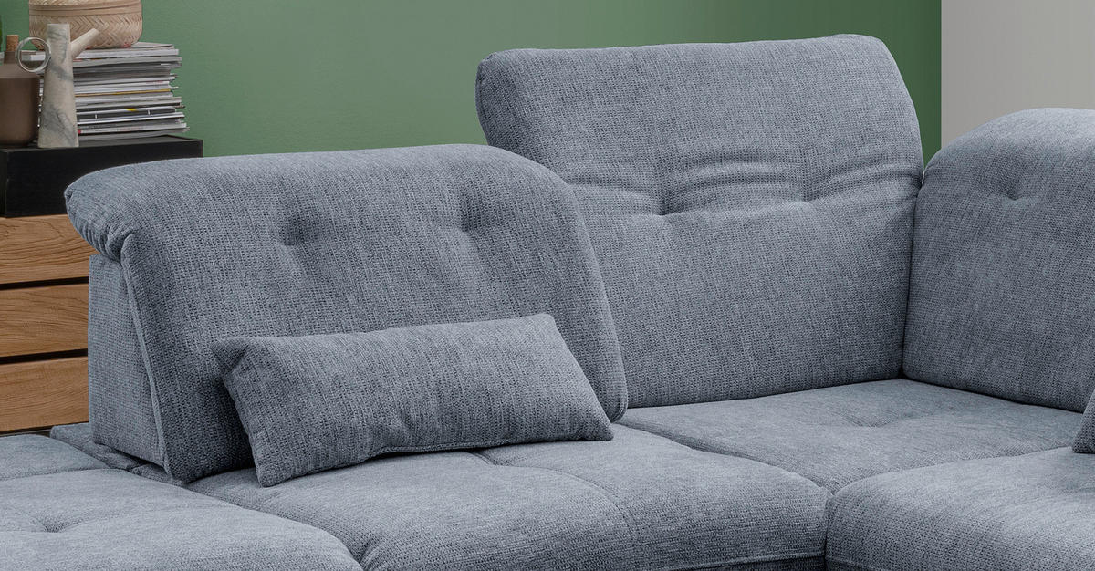 ECKSOFA in Chenille Hellblau  - Chromfarben/Hellblau, Design, Textil/Metall (254/280cm) - Livetastic