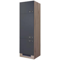 GERÄTEUMBAUSCHRANK 60/200/57 cm  in Dunkelgrau, Eiche San Remo  - Edelstahlfarben/Dunkelgrau, MODERN, Holzwerkstoff/Metall (60/200/57cm) - FlexWell