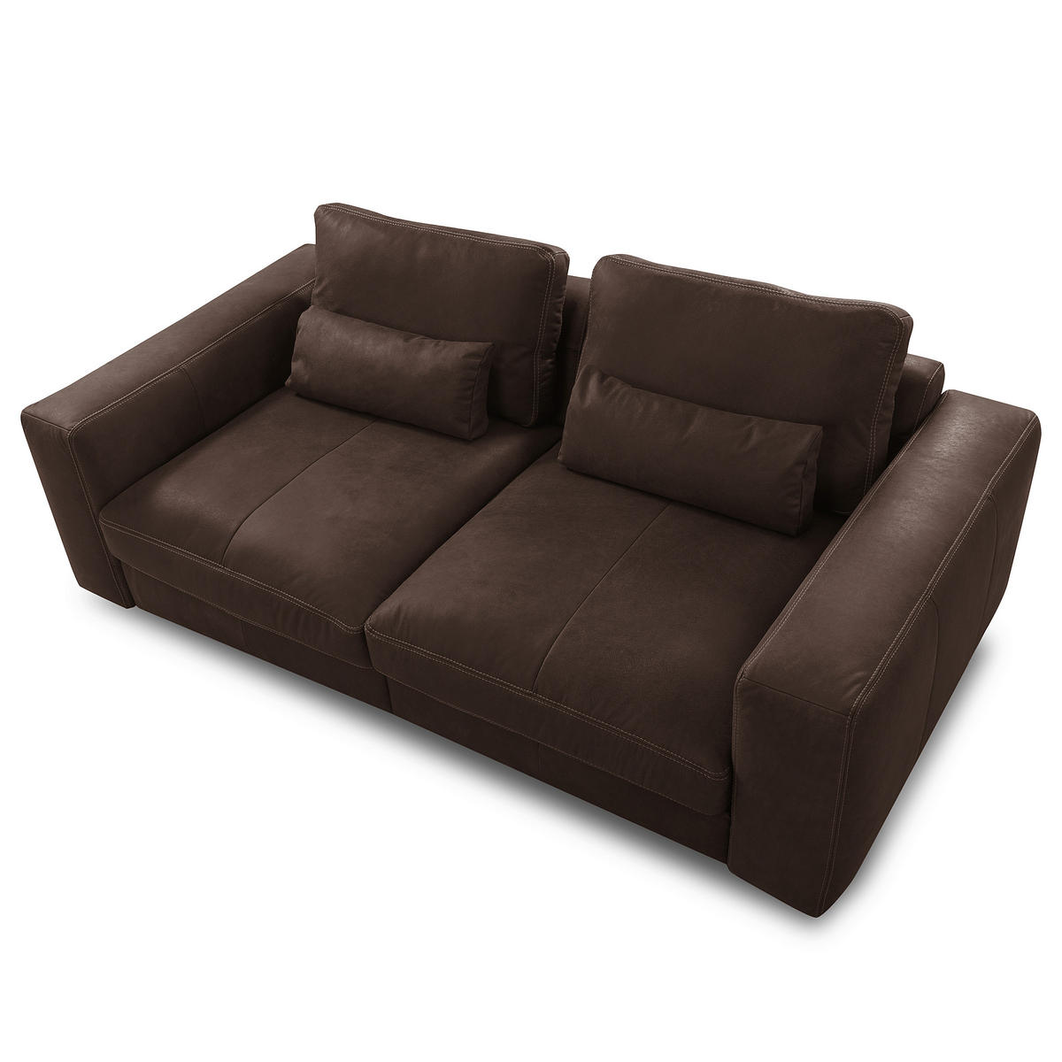 2-SITZER-SOFA  in Echtleder Dunkelbraun   - Dunkelbraun/Beige, Design, Leder/Kunststoff (240/85/123cm) - Livetastic