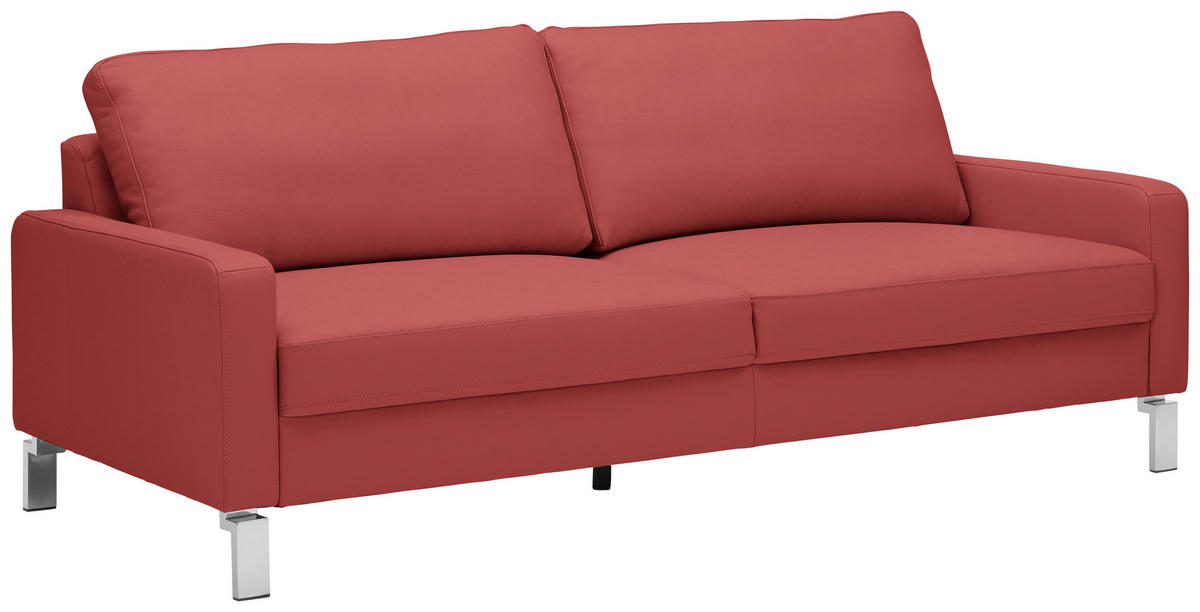 2-SITZER-SOFA in Echtleder Rot  - Chromfarben/Rot, Design, Leder/Metall (184/81/97cm) - Pure Home Lifestyle