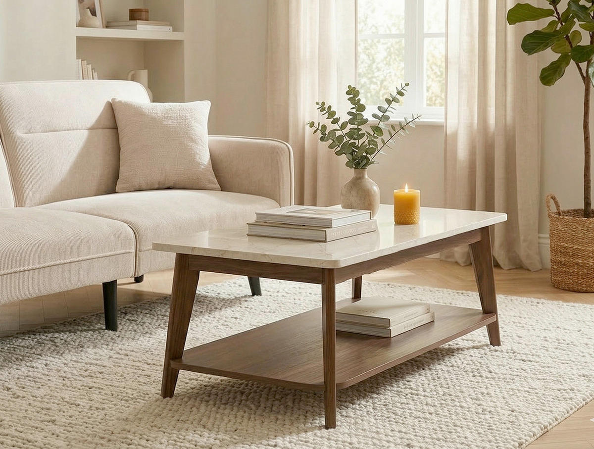 COUCHTISCH Holzwerkstoff 110/55/39,7 cm   - Weiss/Walnussfarben, Modern, Holzwerkstoff (110/55/39,7cm) - MID.YOU