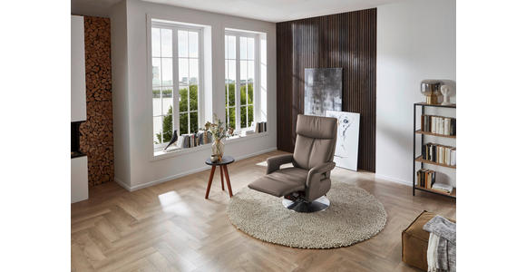 RELAXSESSEL in Leder Fango - Edelstahlfarben/Fango, Design, Leder/Metall (78/112/85cm) - Cantus