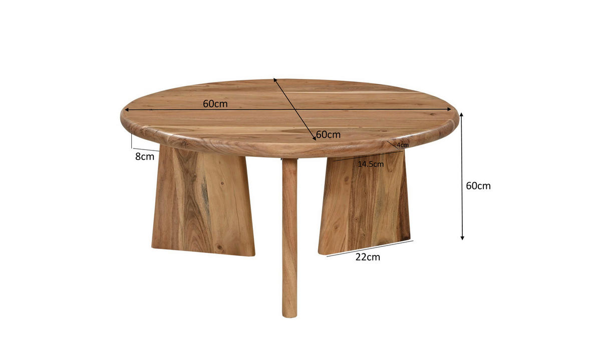 BEISTELLTISCH in Holz 60/60/60 cm  - Naturfarben, Design, Holz (60/60/60cm) - MID.YOU