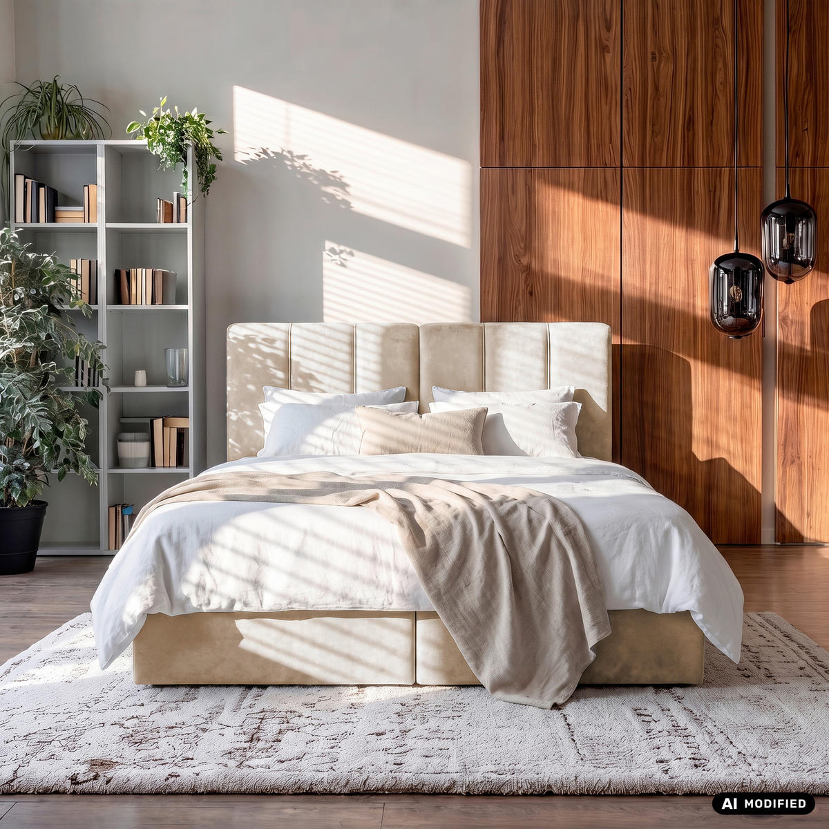 BOXBETT 160/200 cm,  in Braun, gepolstertes Kopfteil, Bettkasten, Topper, Matratze, H3 = fest  - Schwarz/Braun, Design, Holzwerkstoff/Kunststoff (160/200cm) - Esposa
