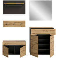 GARDEROBE 4-teilig 175/190/37 cm  - Konventionell, Glas/Holzwerkstoff (175/190/37cm) - MID.YOU