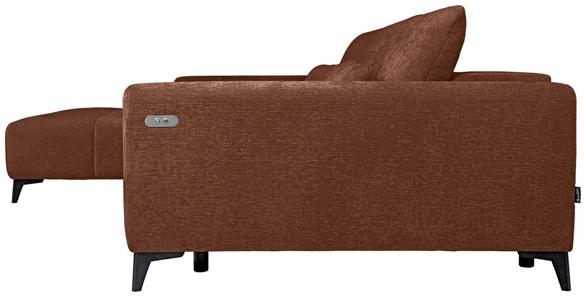 HÖRNSOFFA i chenille rostfärgad  - svart/rostfärgad, Klassisk, textil/plast (222/279cm) - MID.YOU