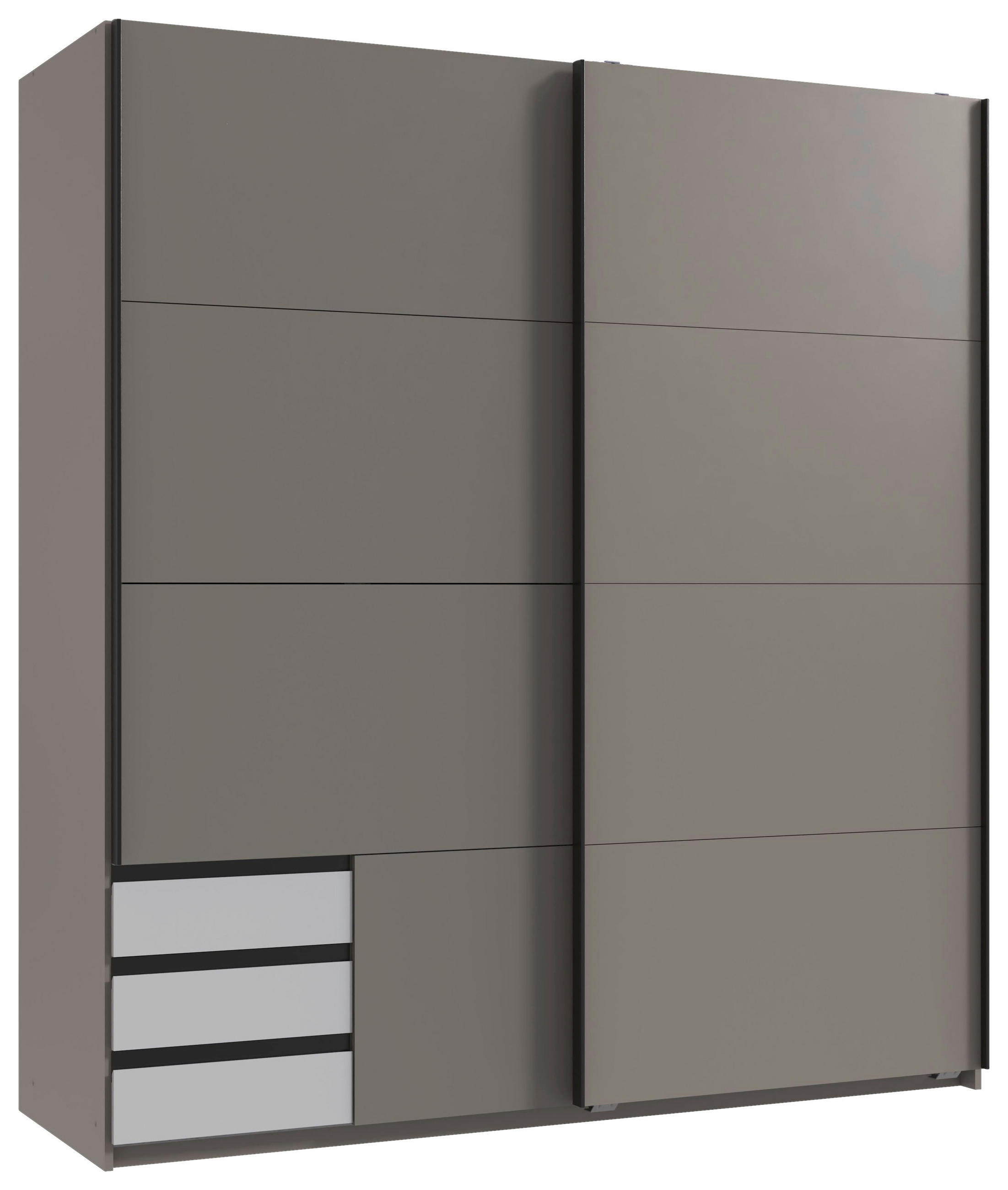 SCHWEBETÜRENSCHRANK Grau, Weiß, Sahara 2 Tür(en)  - Schwarz/Weiß, Design, Holzwerkstoff/Metall (179/198/65cm) - Carryhome