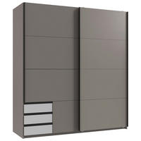SCHWEBETÜRENSCHRANK in Grau, Weiß, Sahara  - Schwarz/Weiß, Design, Holzwerkstoff/Metall (179/198/65cm) - Carryhome