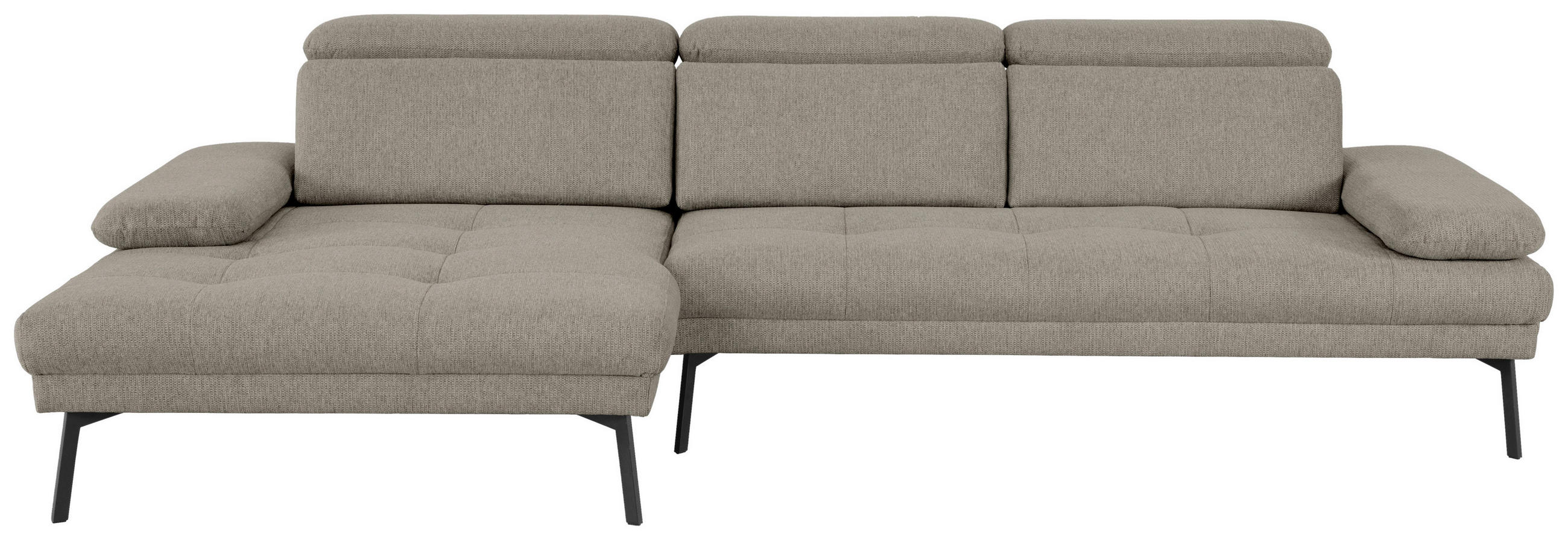 ECKSOFA Ottomane links, Eckteil  More_LZ Grau Webstoff  - Schwarz/Grau, Design, Textil/Metall (188/296cm) - Xora