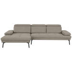ECKSOFA Ottomane links, Eckteil  More_LZ Grau Webstoff  - Schwarz/Grau, Design, Textil/Metall (188/296cm) - Xora