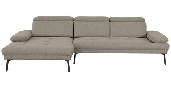ECKSOFA Ottomane links, Eckteil  More_LZ Grau Webstoff  - Schwarz/Grau, Design, Textil/Metall (188/296cm) - Xora