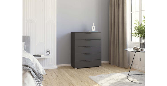 KOMMODE 80/100/42 cm in Graphitfarben - Graphitfarben/Alufarben, Trend, Holzwerkstoff/Metall (80/100/42cm) - Novel