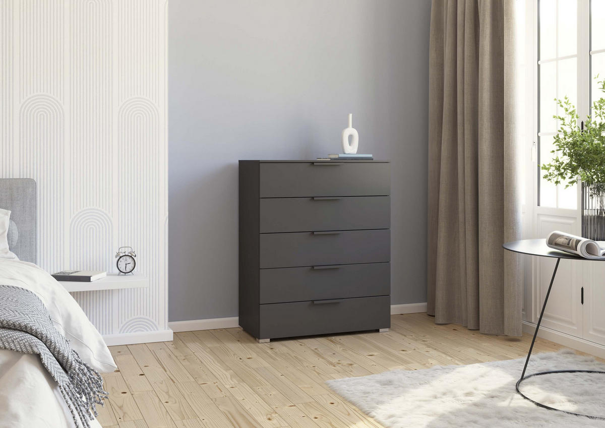 KOMMODE 80/100/42 cm  in Graphitfarben  - Graphitfarben/Alufarben, Trend, Holzwerkstoff/Metall (80/100/42cm) - Novel