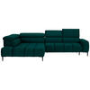 ECKSOFA Dunkelgrün Samt, Webstoff  - Dunkelgrün/Schwarz, Design, Textil/Metall (216/300cm) - Welnova