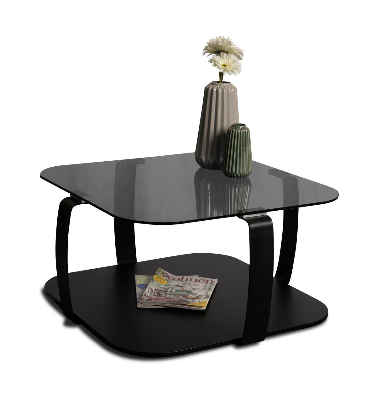 COUCHTISCH Sicherheitsglas, Farbglas 75/75/40 cm quadratisch Schwarz  - Schwarz, Design, Glas/Metall (75/75/40cm) - Xora